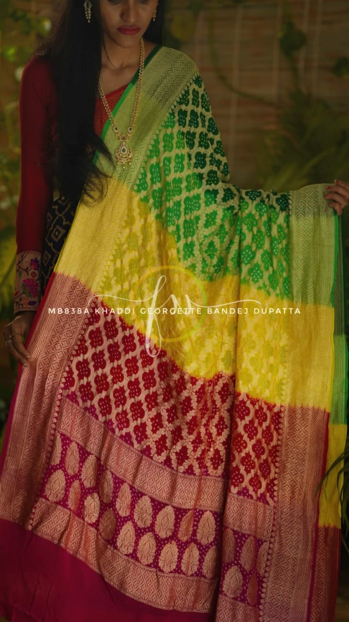 Colourful bandhej dupatta/beautiful dupatta - Saffronfashionindia