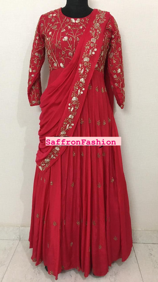 Red valanetine dress - Saffronfashionindia