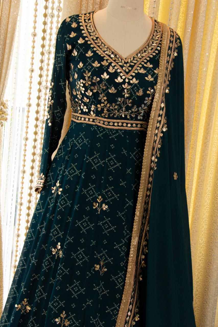 Meharbaan chinon gown set - Saffronfashionindia
