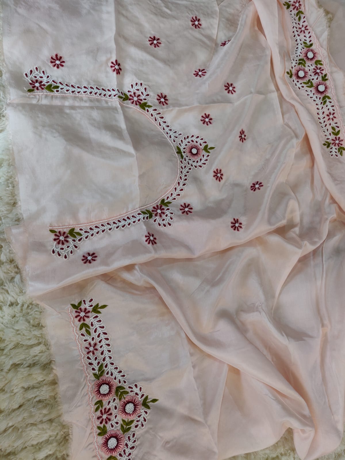 Pink organza saree - Saffronfashionindia