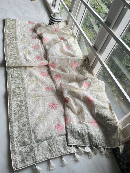 Fairse organza saree - Saffronfashionindia