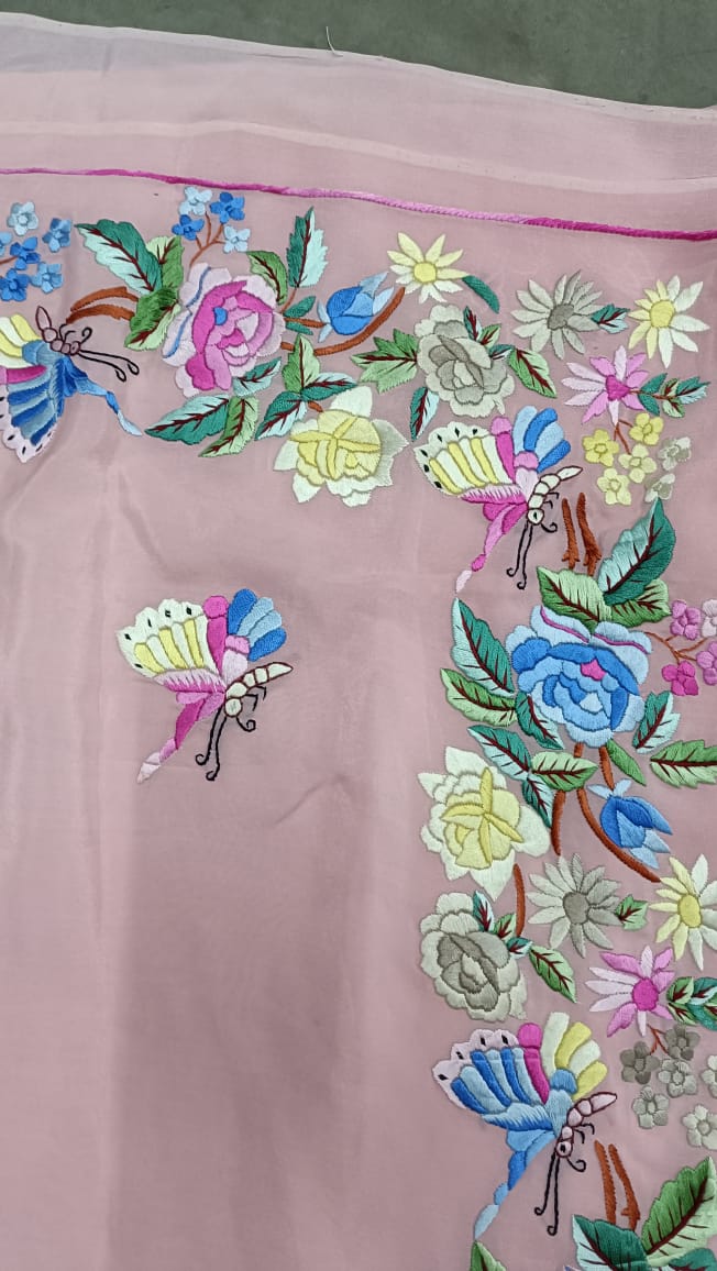 Pink beautiful Parsi gara saree - Saffronfashionindia