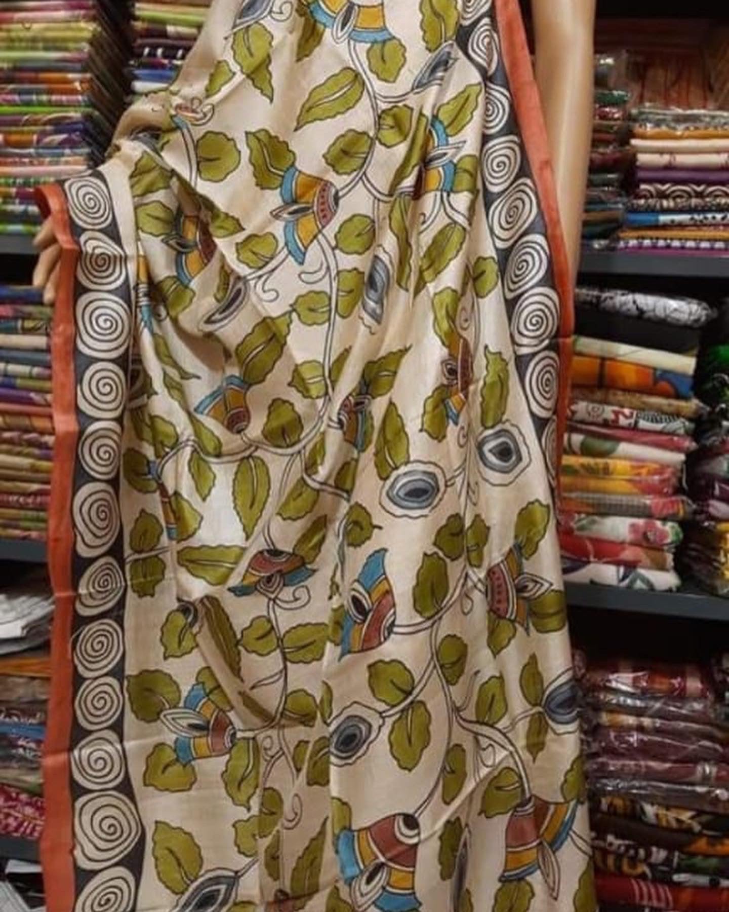 Kalamkari bengal dupatta - Saffronfashionindia