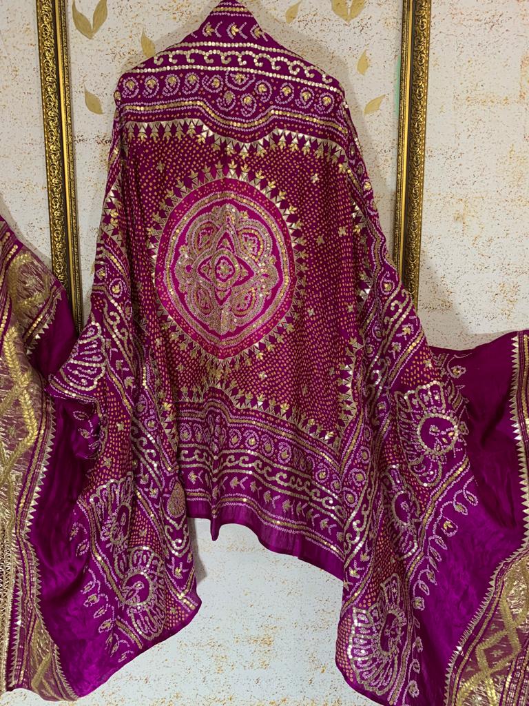 Gajji silk bandhej dupatta - Saffronfashionindia