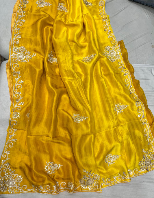 Handloom zardosi silk saree - Saffronfashionindia