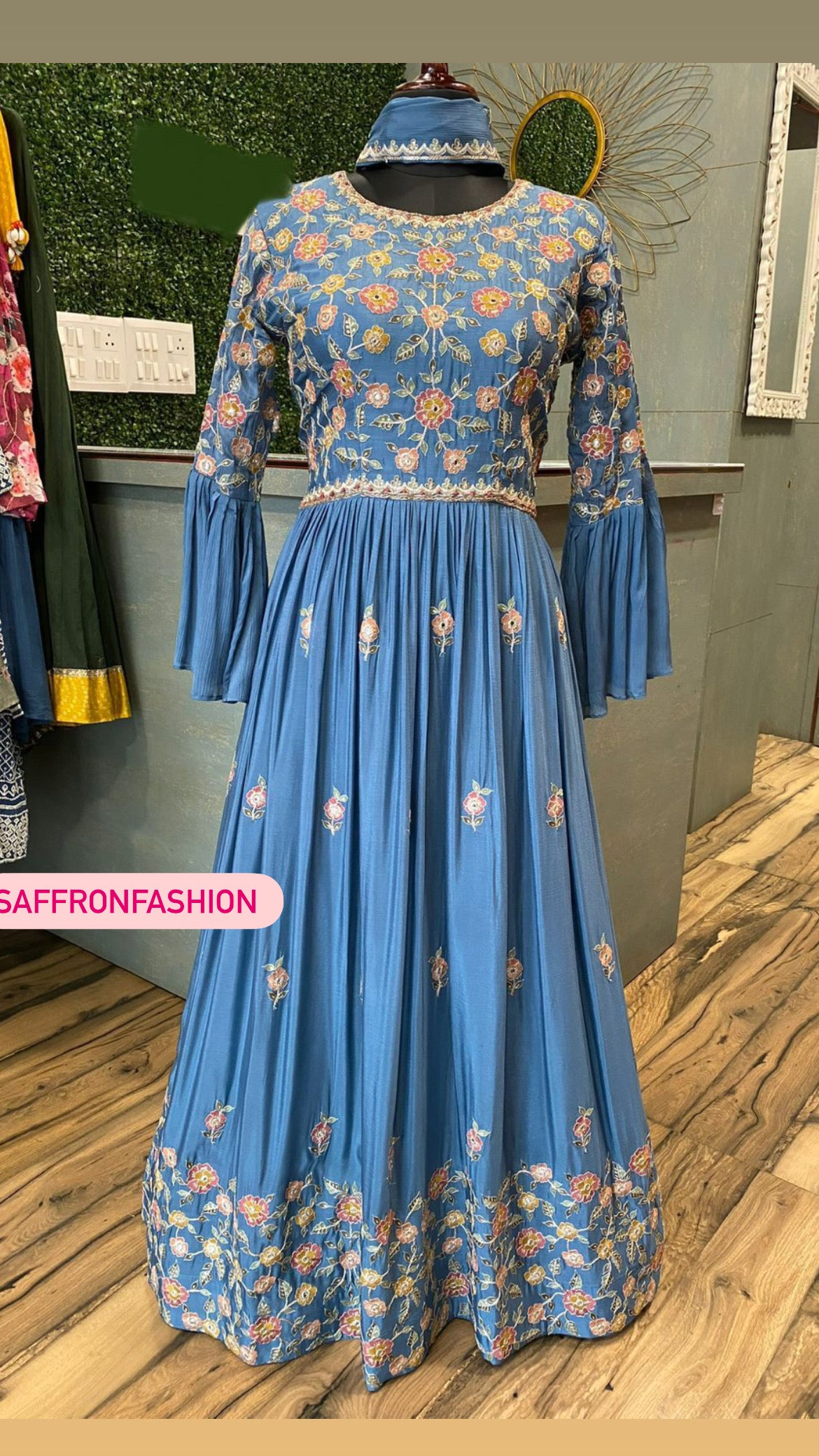 Bisha long beautiful dress - Saffronfashionindia