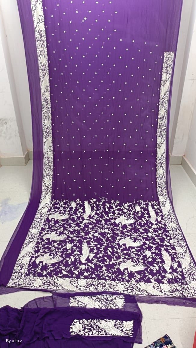 Mahiva Parsi embroidery saree - Saffronfashionindia