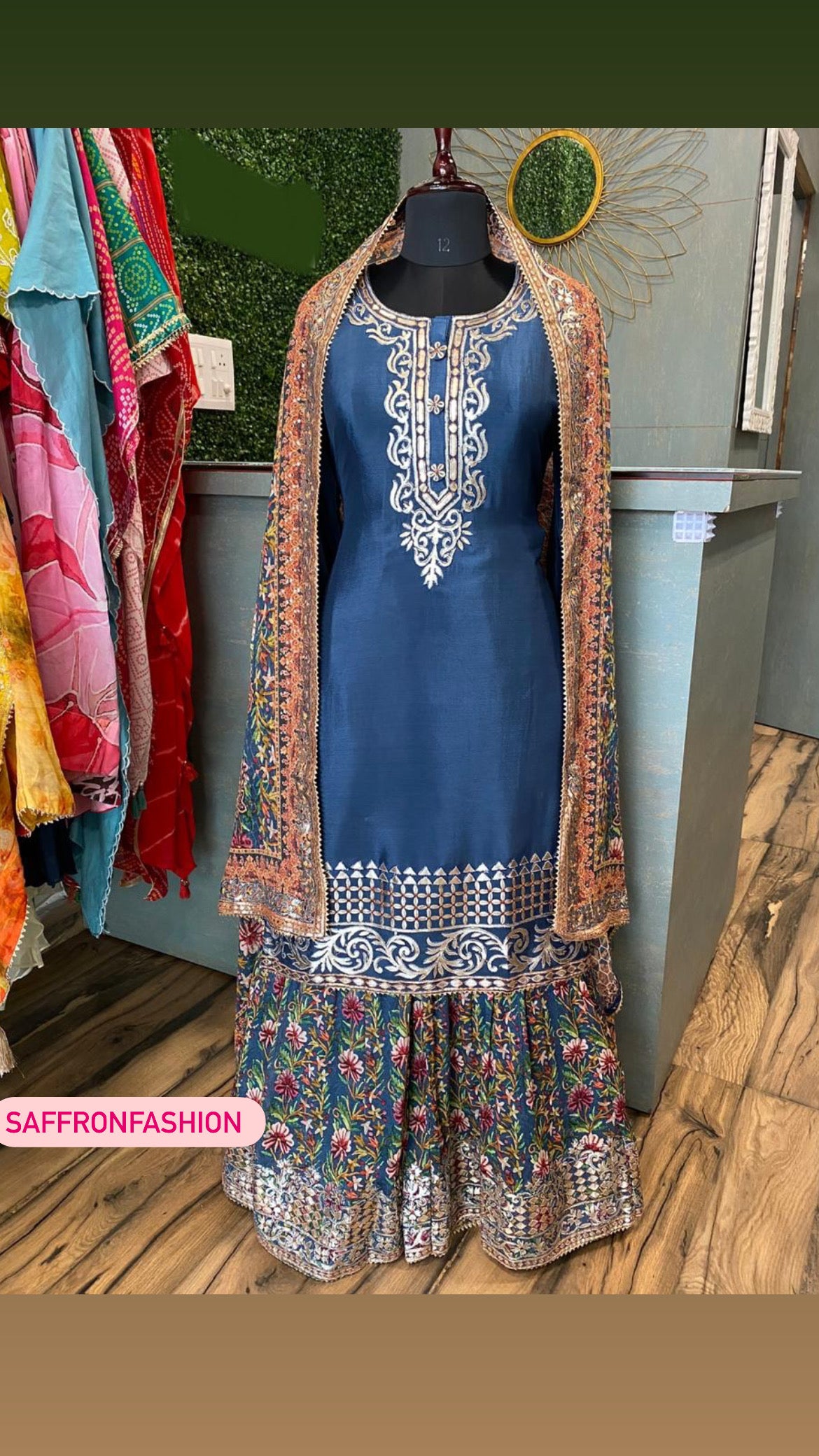 Urvi chinon kurta set - Saffronfashionindia