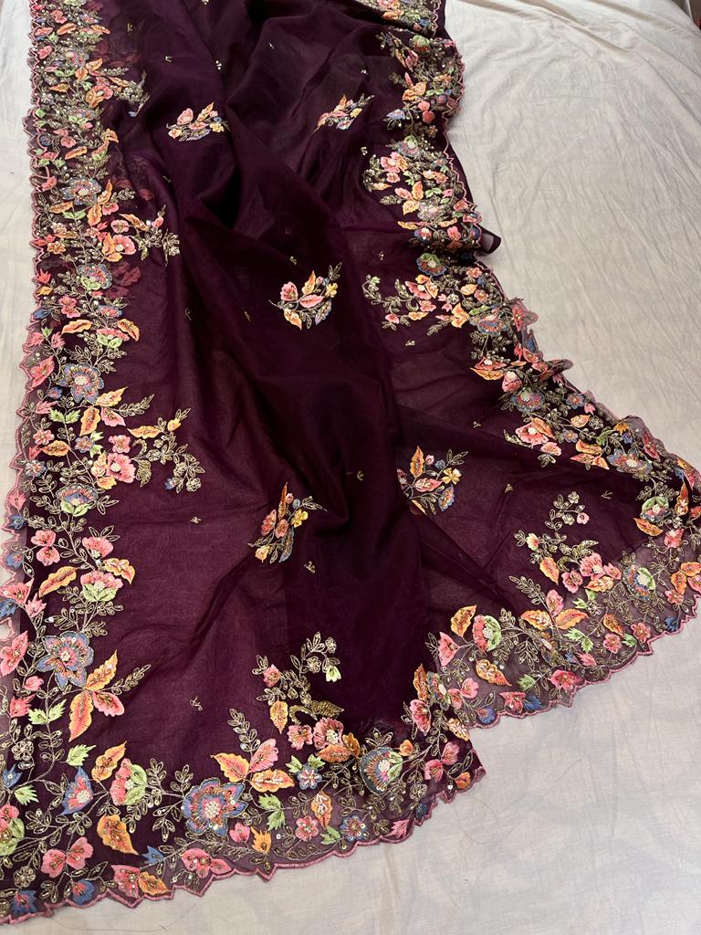 Venice purple saree - Saffronfashionindia