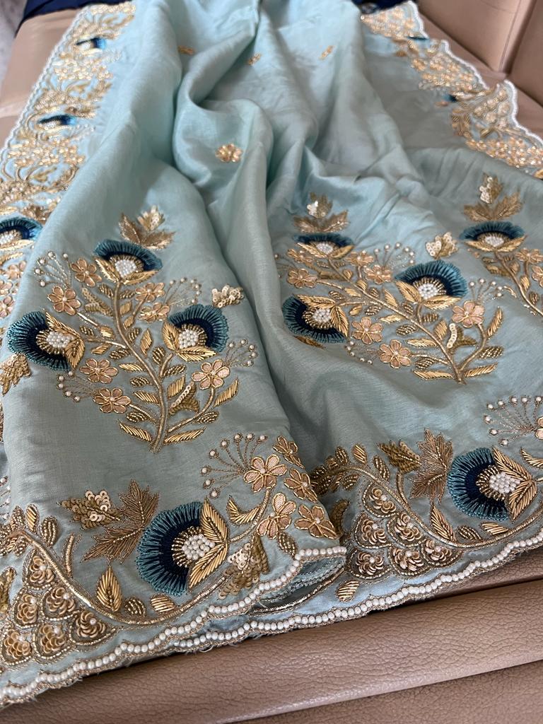 Navesha gottapatti zardosi saree - Saffronfashionindia