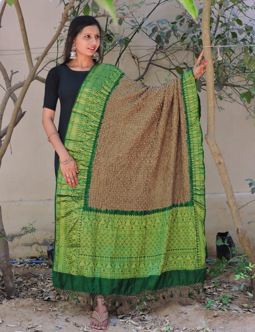 Rubia kanjivaram styled dupatta - Saffronfashionindia