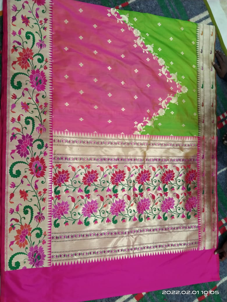 Lotus inspired Paithani silk saree - Saffronfashionindia