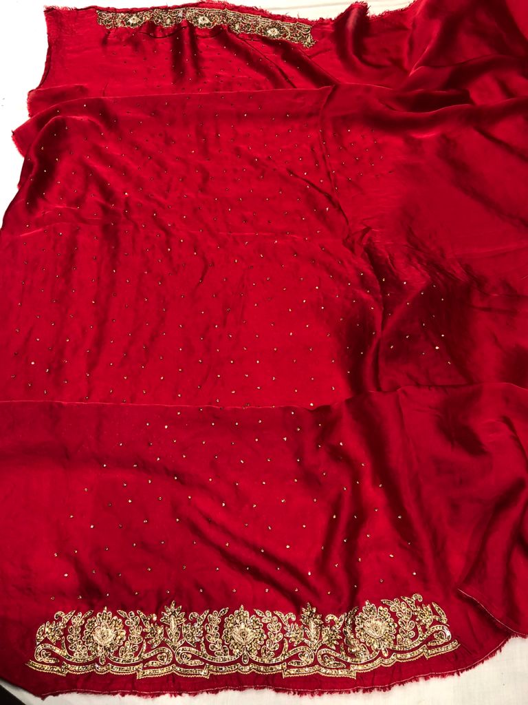 Mavita crepe zardosi saree - Saffronfashionindia