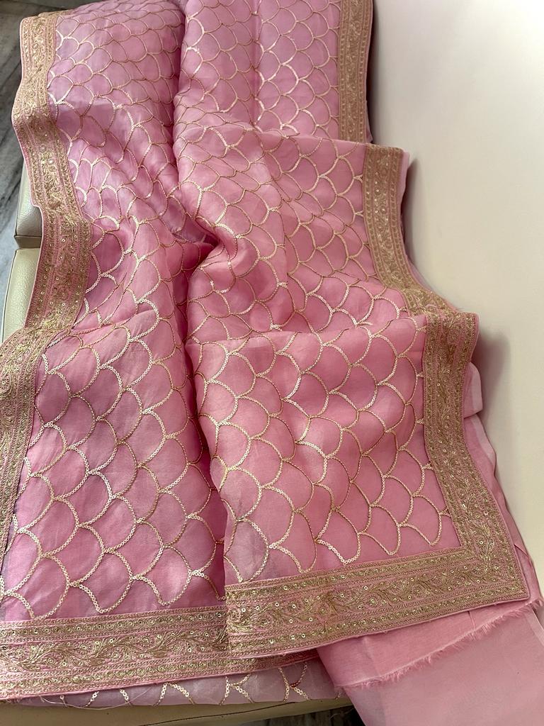 Nishabd organza sequence saree - Saffronfashionindia