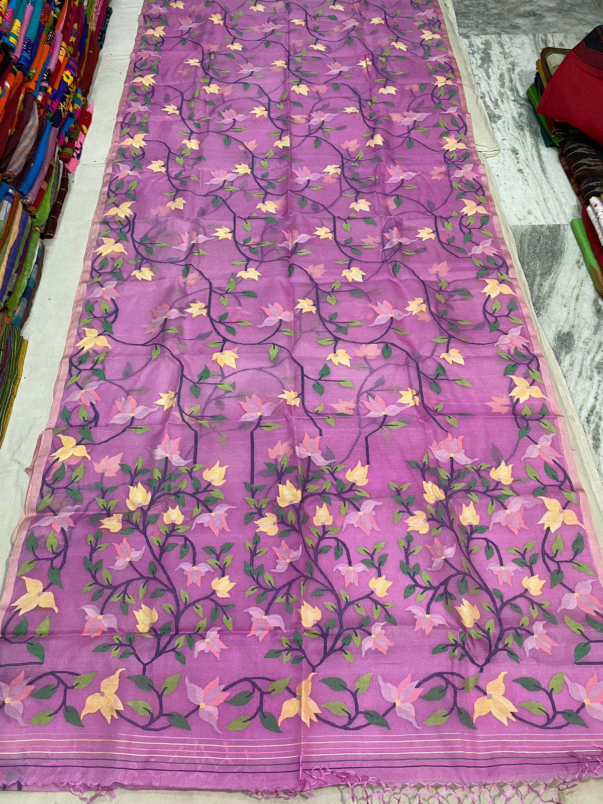 Fairly pink jamdani saree - Saffronfashionindia