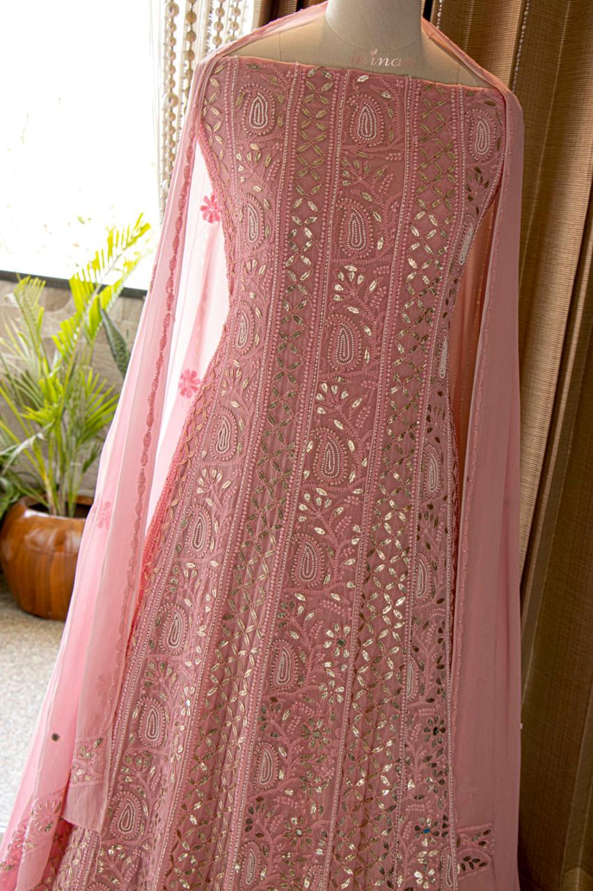 Anarkali inspired gorgette suit - Saffronfashionindia