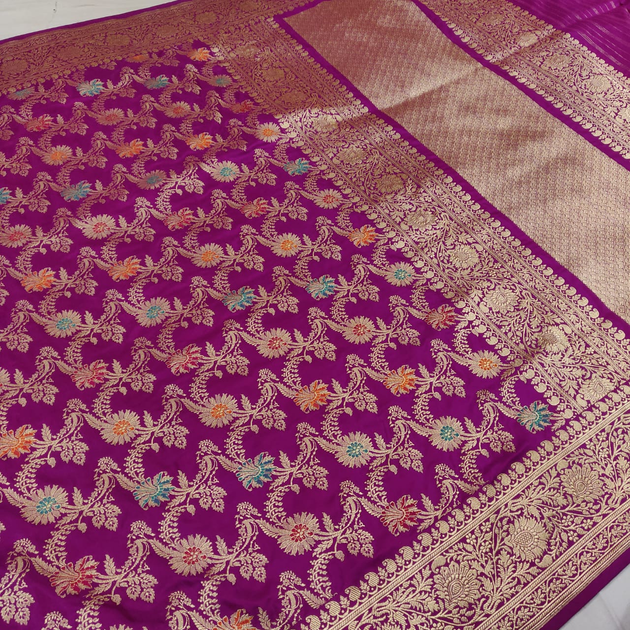 Vinish handwoven kadwa zari saree - Saffronfashionindia