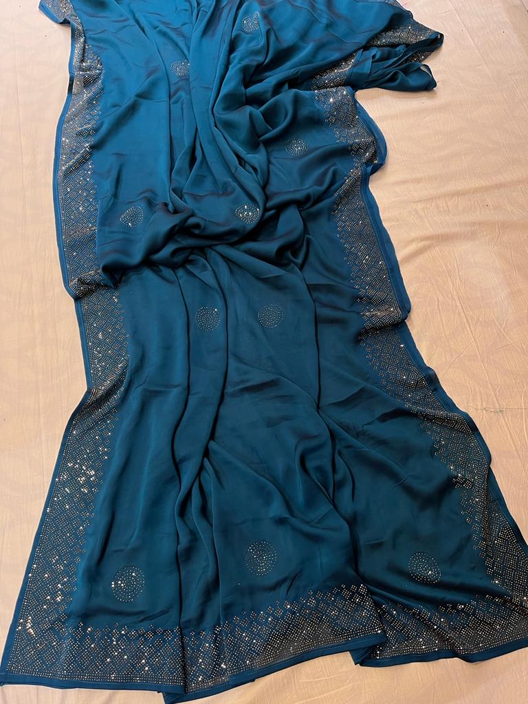 Valeria satin saree - Saffronfashionindia
