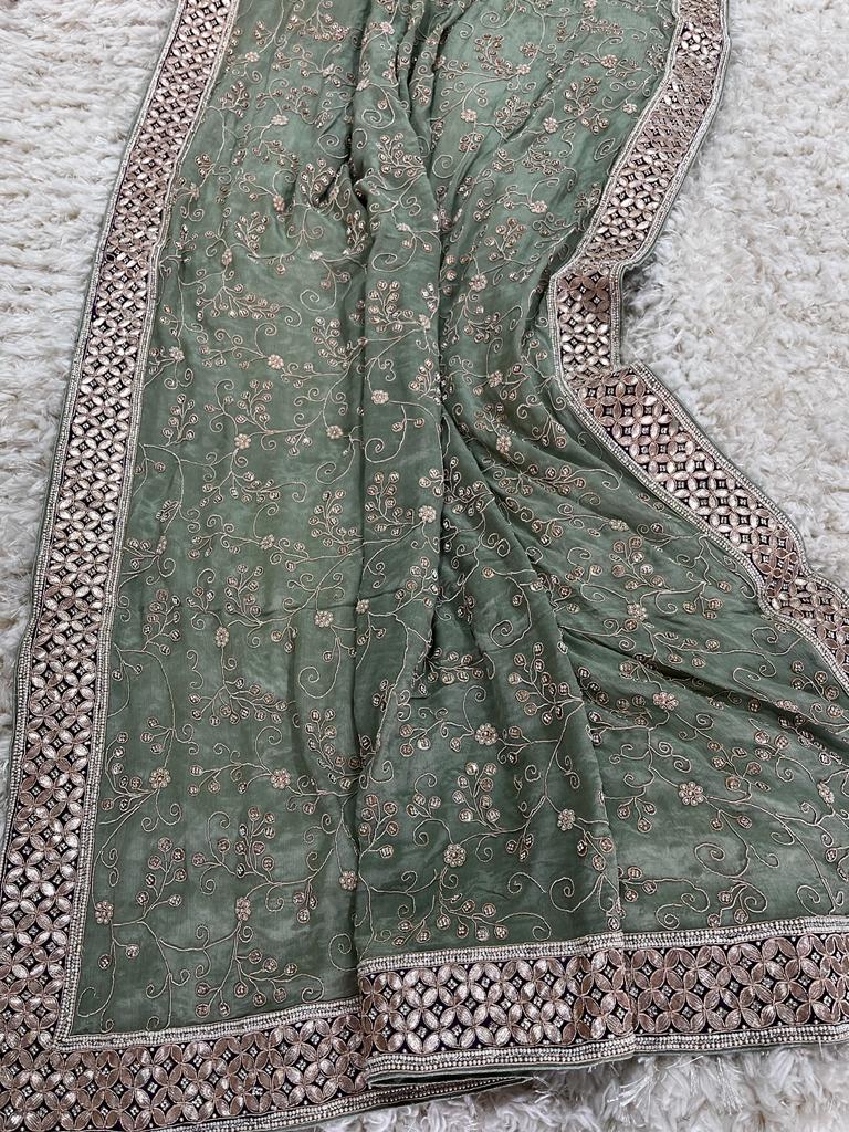 Queensy crepe saree - Saffronfashionindia