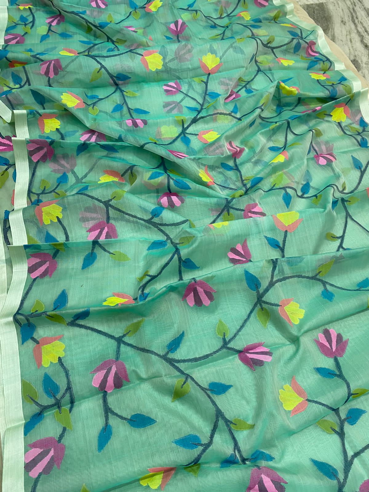 Seinika tantuj jamdani saree - Saffronfashionindia