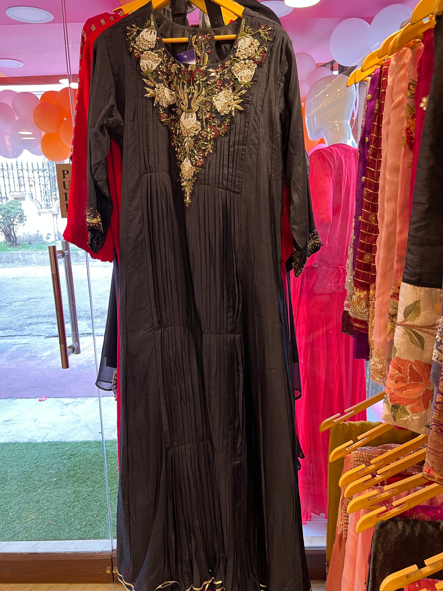 Nasheena black draping dress - Saffronfashionindia