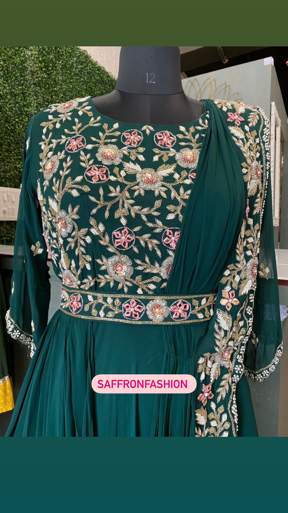 Susan green ready gown - Saffronfashionindia