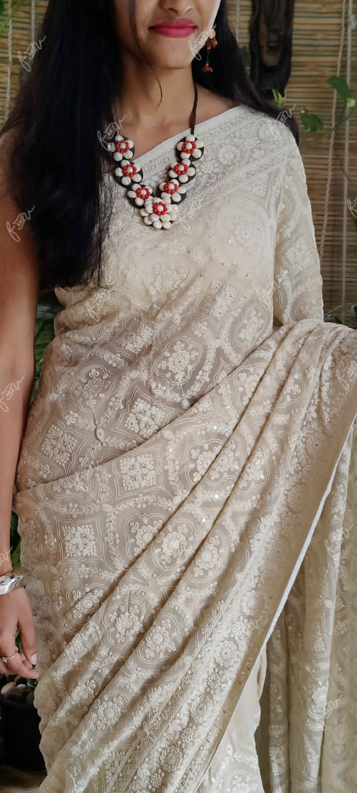 Kruti Chikankari Embroidery saree - Saffronfashionindia