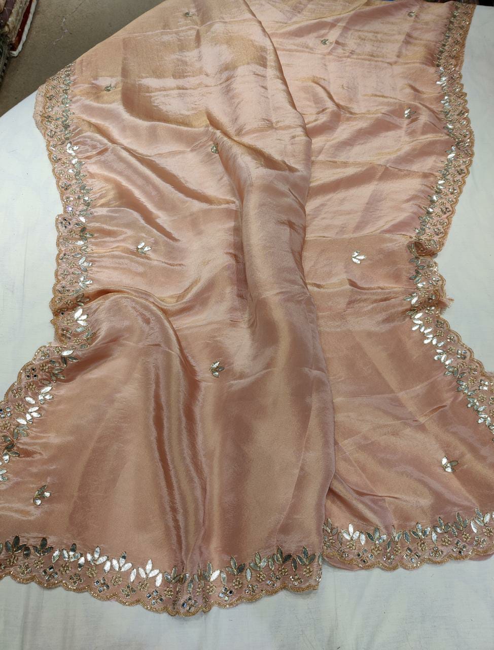 Tissue gottapatti bridesmaid women sari - Saffronfashionindia