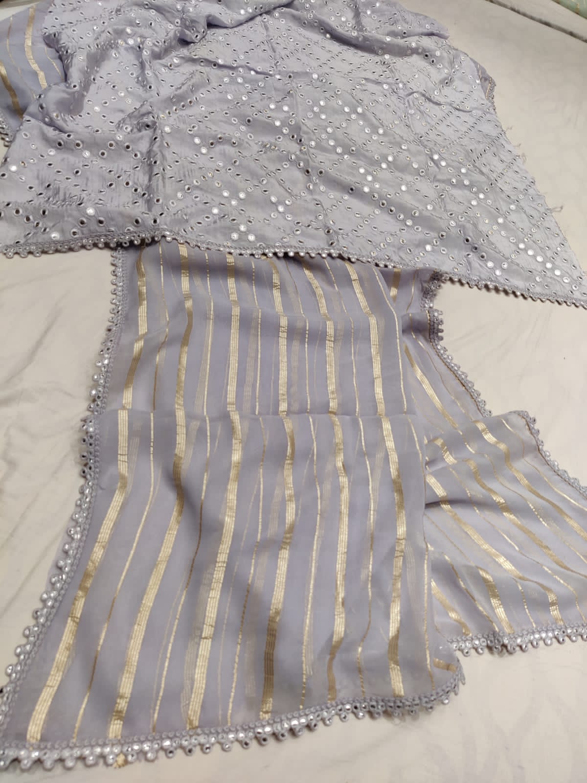 Kinash gorgette striped saree - Saffronfashionindia
