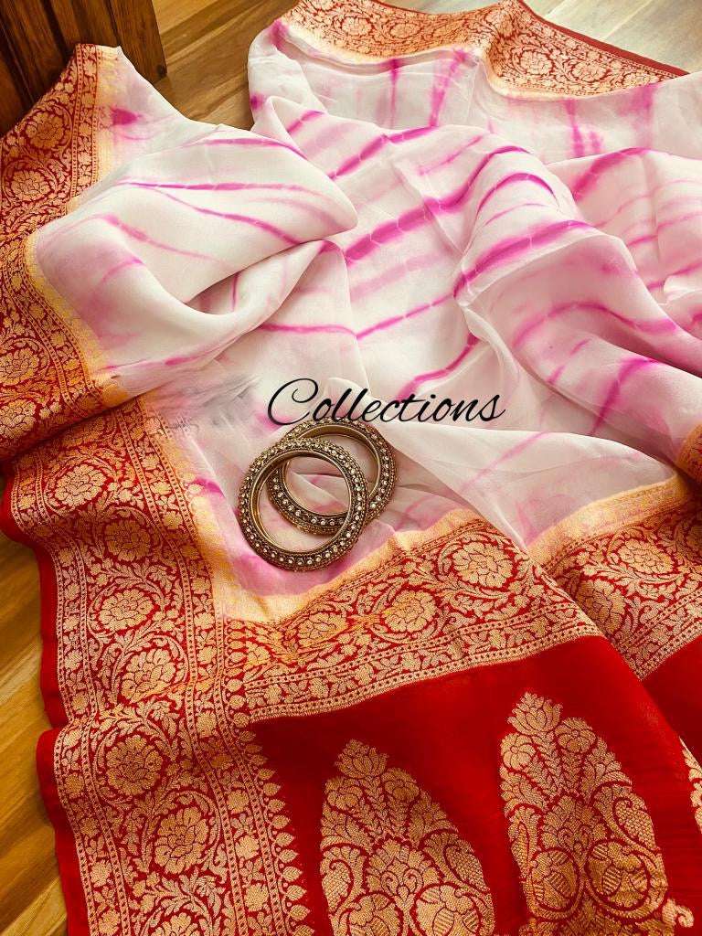 Shibpari gorgette chiffon saree - Saffronfashionindia