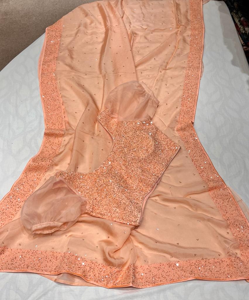 Posh organza sequins saree - Saffronfashionindia