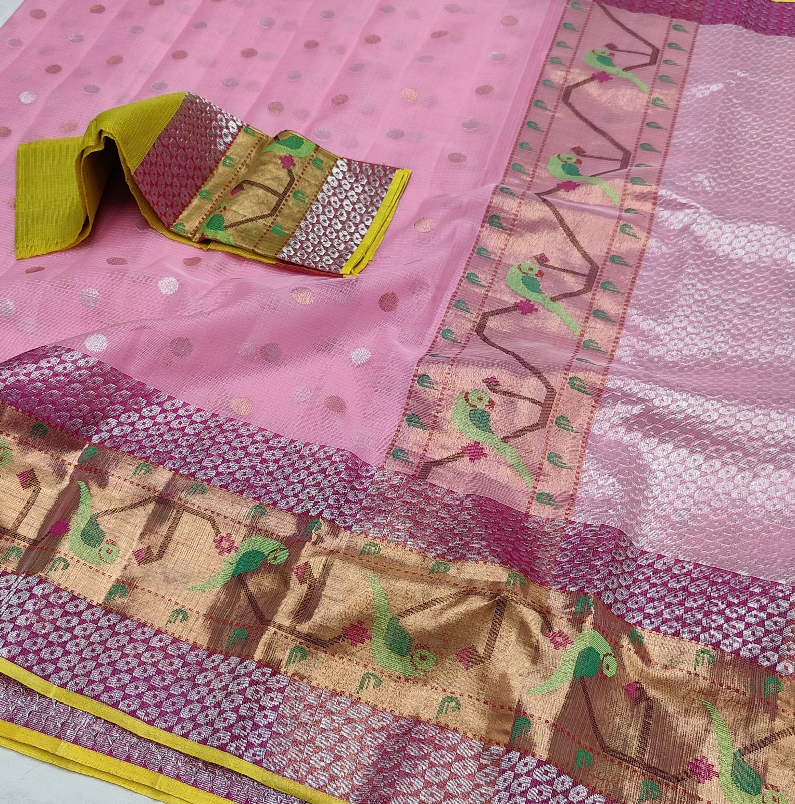 Pinkilla kota zari saree - Saffronfashionindia