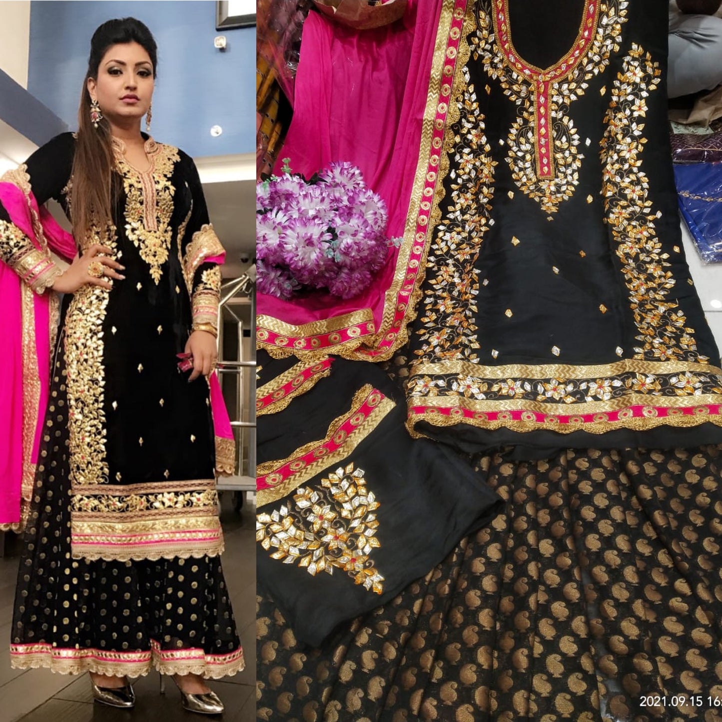 Black gotta pattu salwar suit - Saffronfashionindia