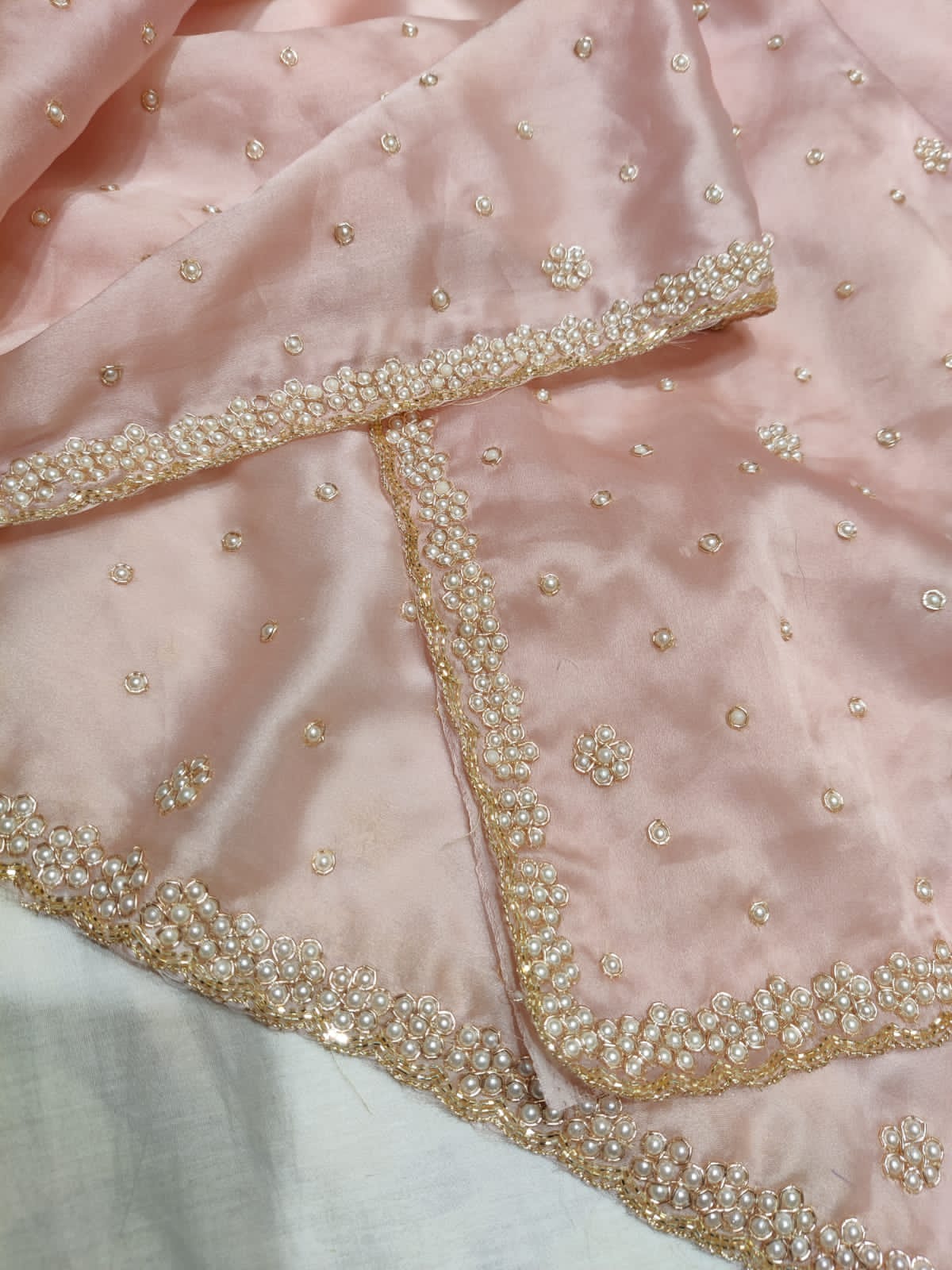Pearl organza partywear saree - Saffronfashionindia