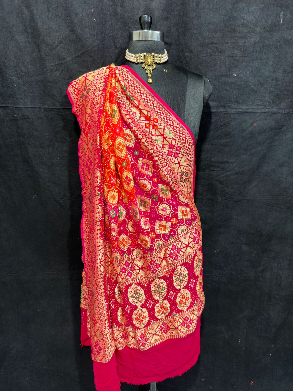 Kohli Meenakari bandhej dupatta - Saffronfashionindia