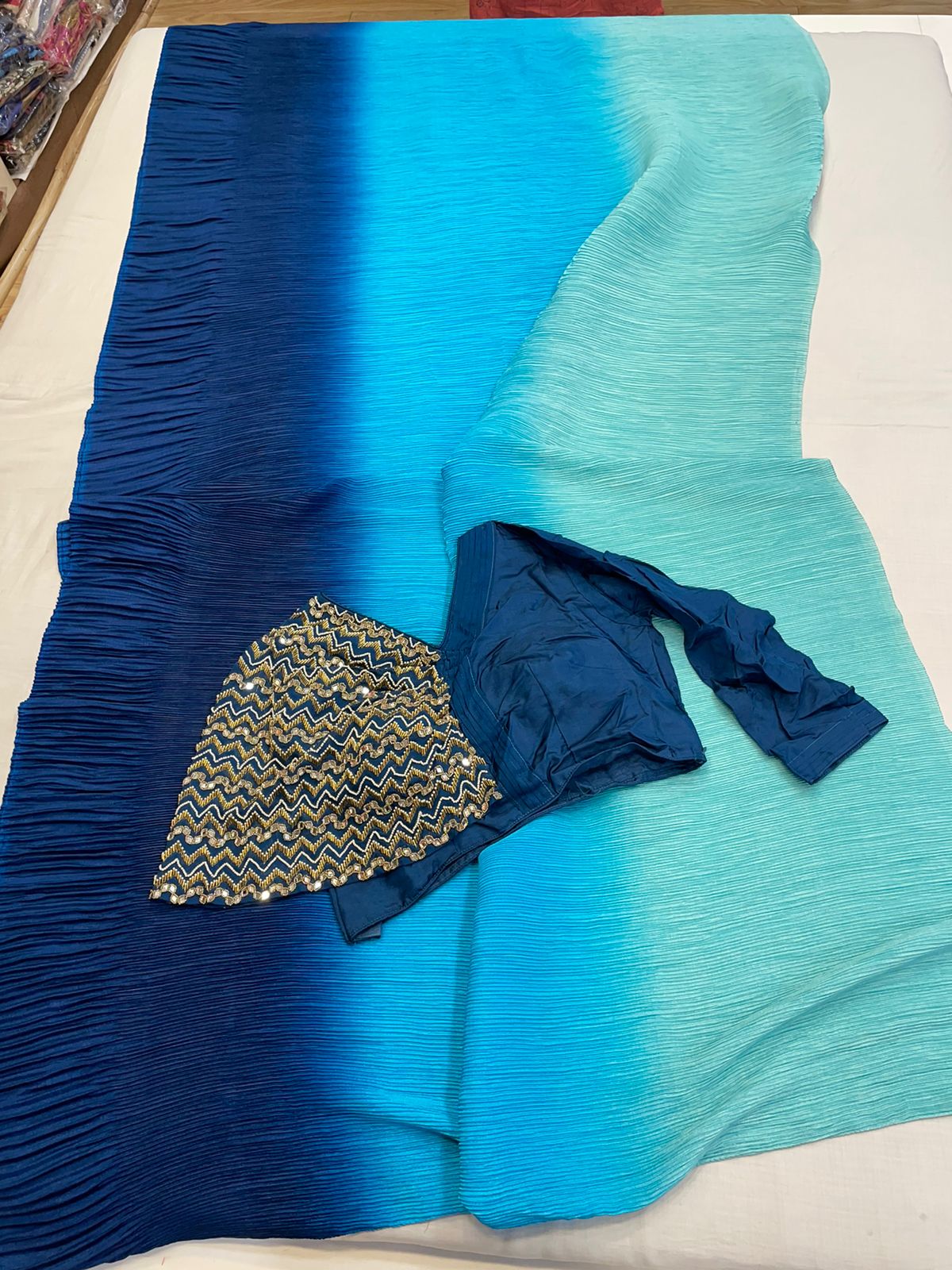 Fancy crushed lycra saree - Saffronfashionindia