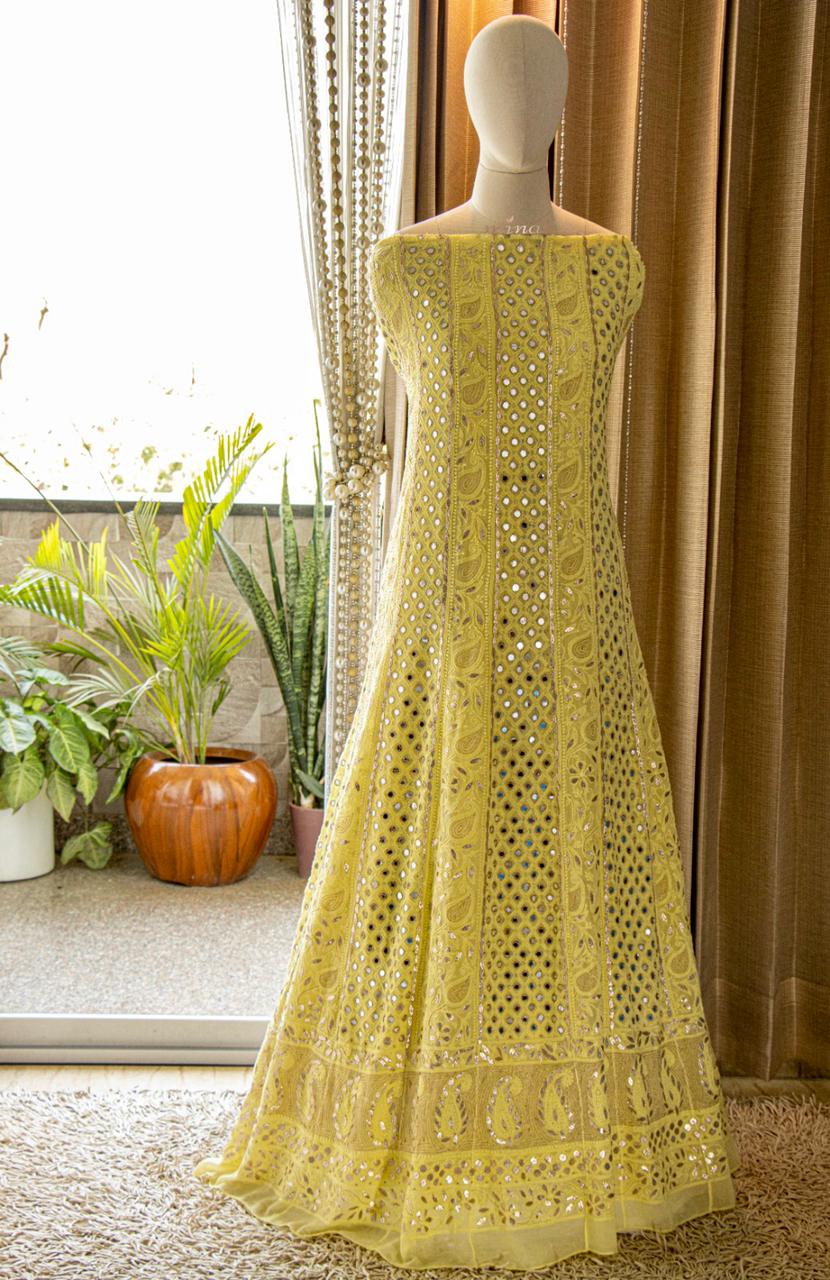 Anarkali inspired gorgette suit - Saffronfashionindia