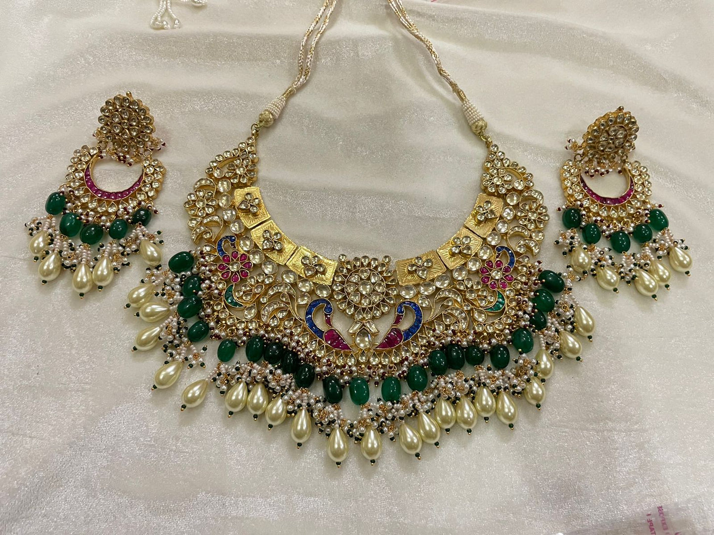Peacock bridal Kundan set - Saffronfashionindia