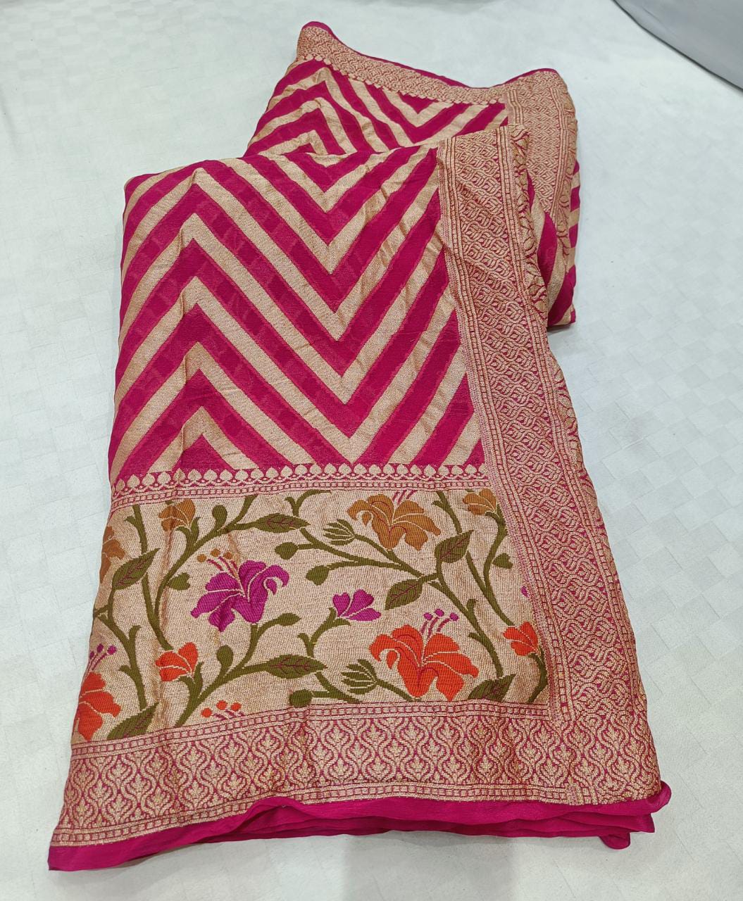 Zig zag inspired striped saree - Saffronfashionindia