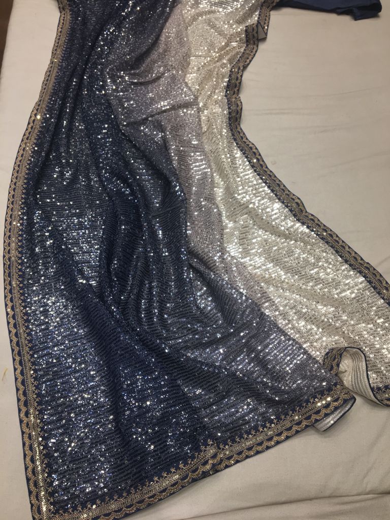 Sequins partywear saree - Saffronfashionindia