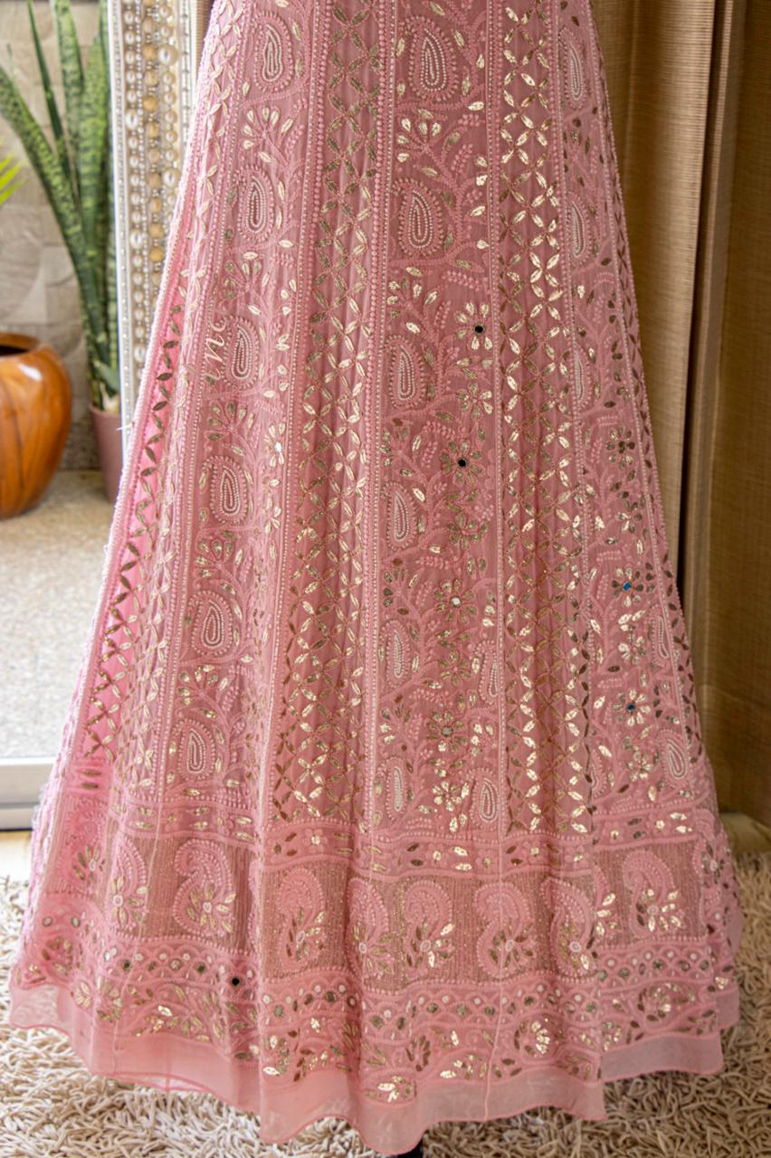 Anarkali inspired gorgette suit - Saffronfashionindia