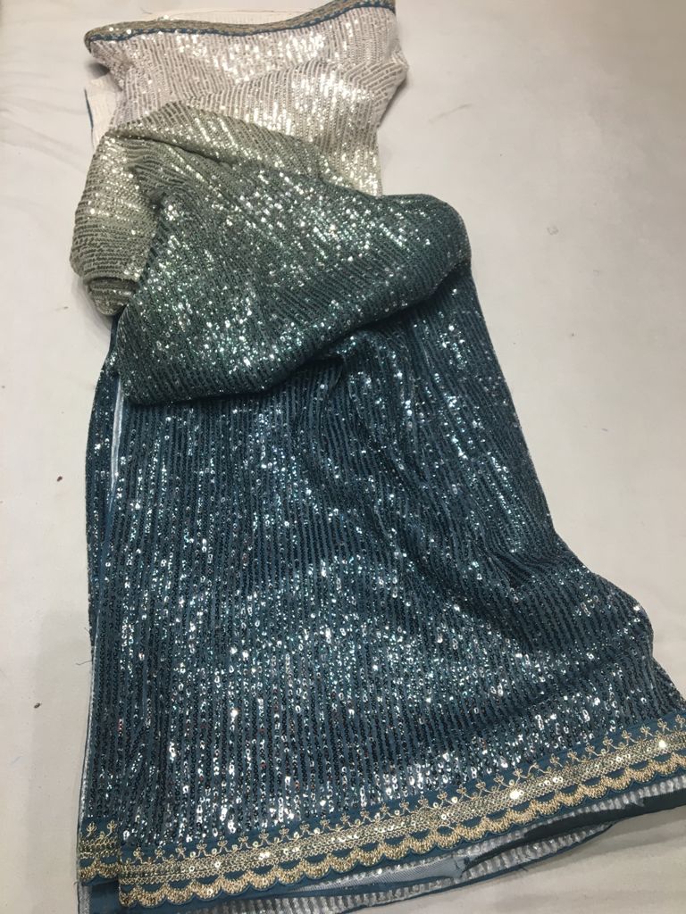 Sequins partywear saree - Saffronfashionindia