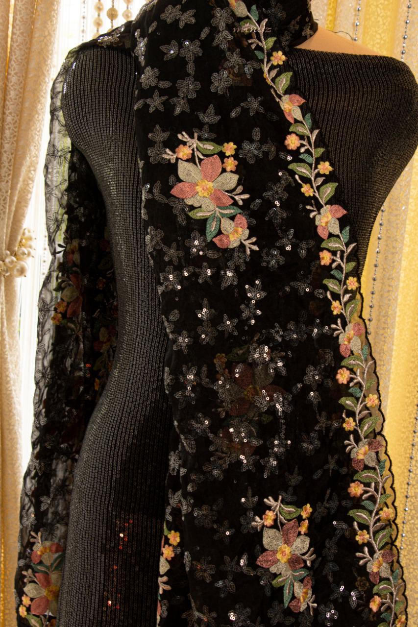 Stunning black gorgette sequins salwar suit - Saffronfashionindia