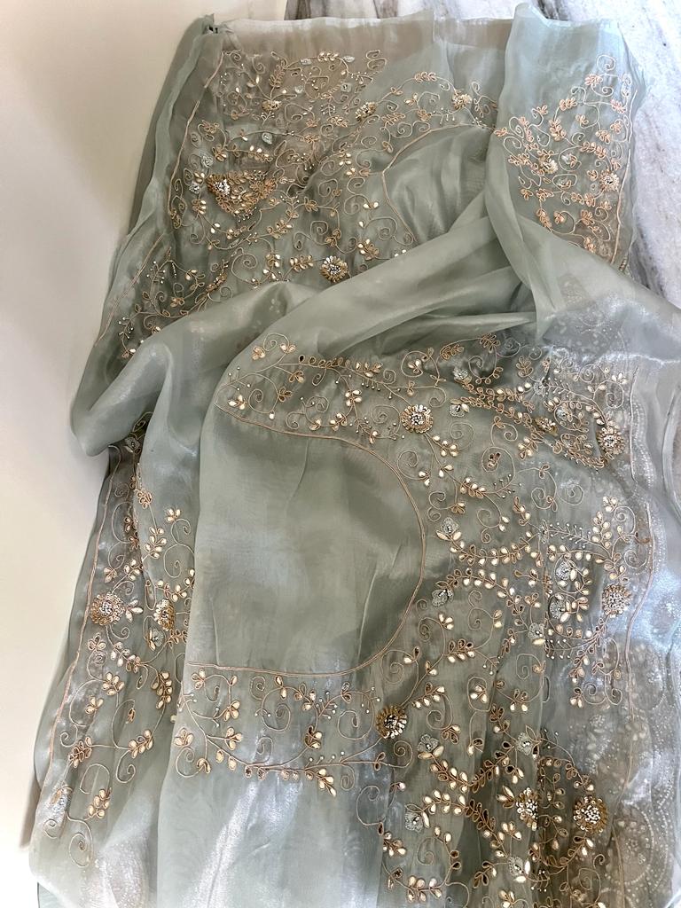 Gottapatti tissue organza saree - Saffronfashionindia
