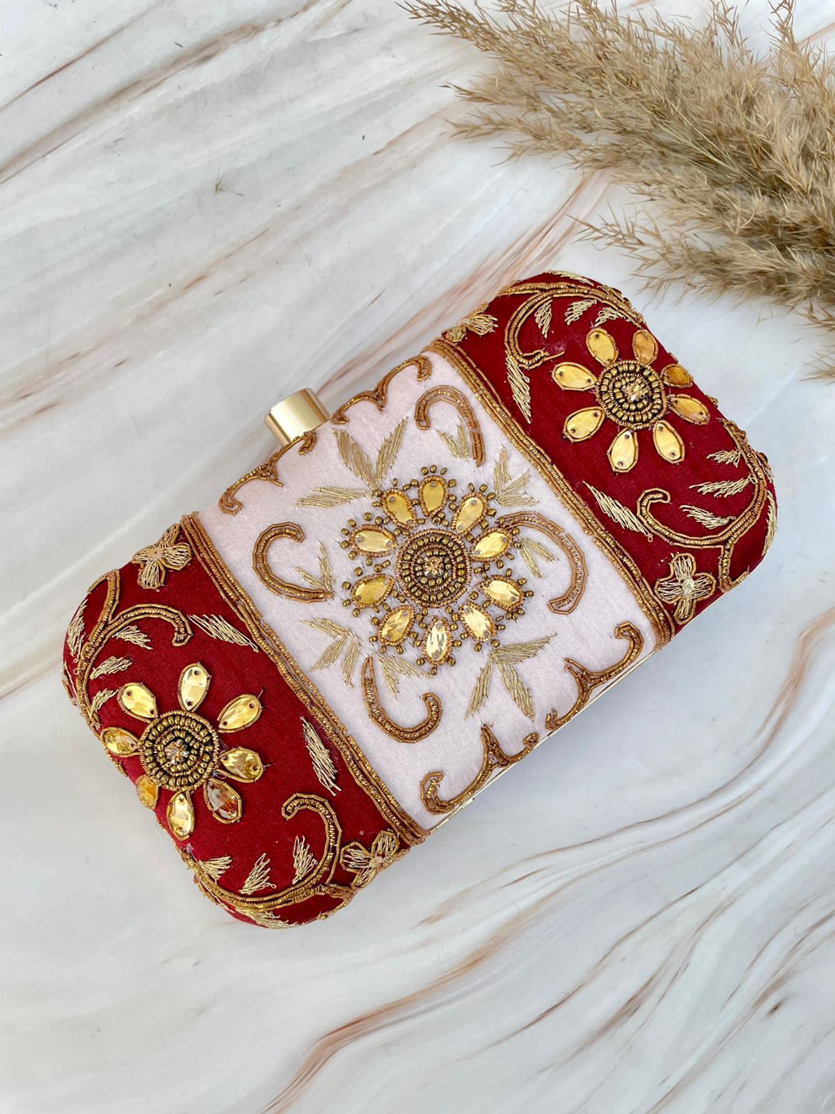 Aviral embroidered clutch - Saffronfashionindia
