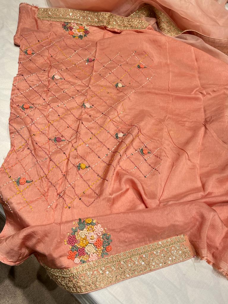 Benzie organza French knot saree - Saffronfashionindia