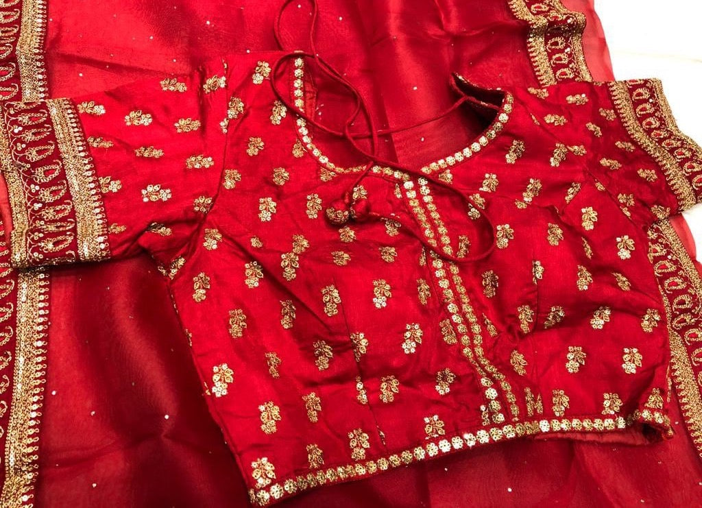 Karwachauth inspired red saree - Saffronfashionindia