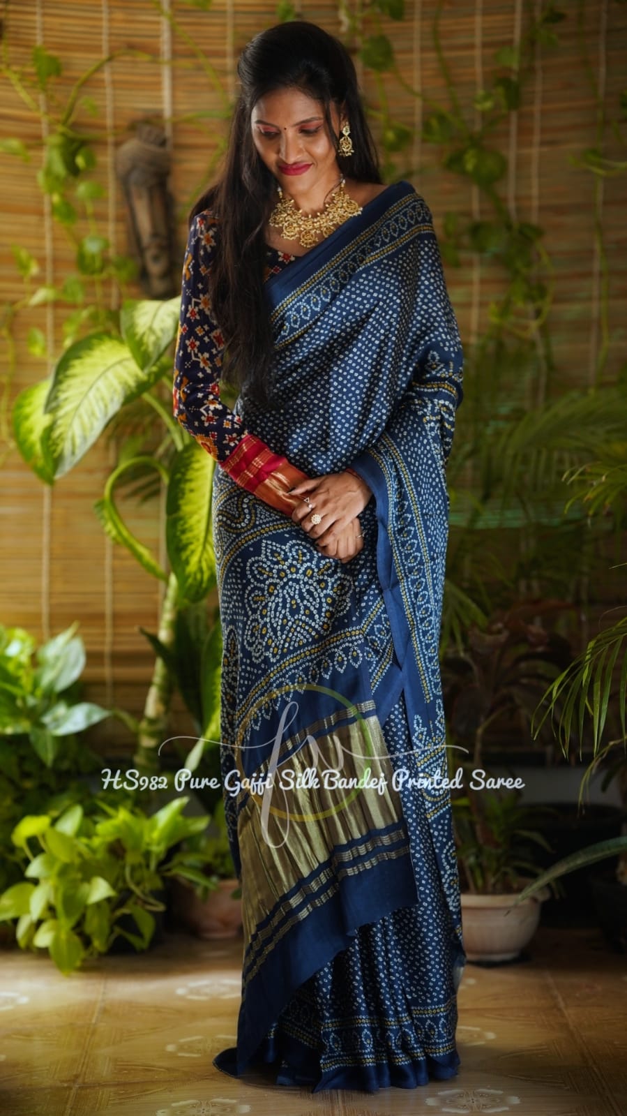 Midnite blue gajji silk saree - Saffronfashionindia