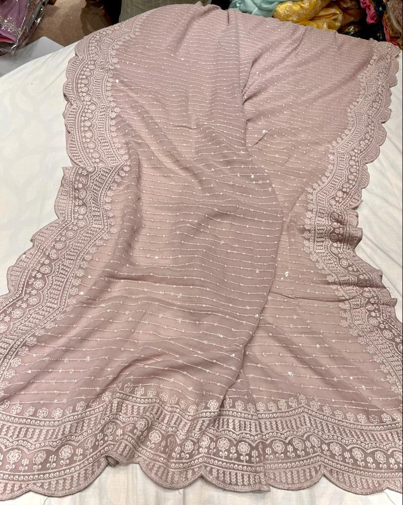 Irvisha sequins Chikankari saree - Saffronfashionindia
