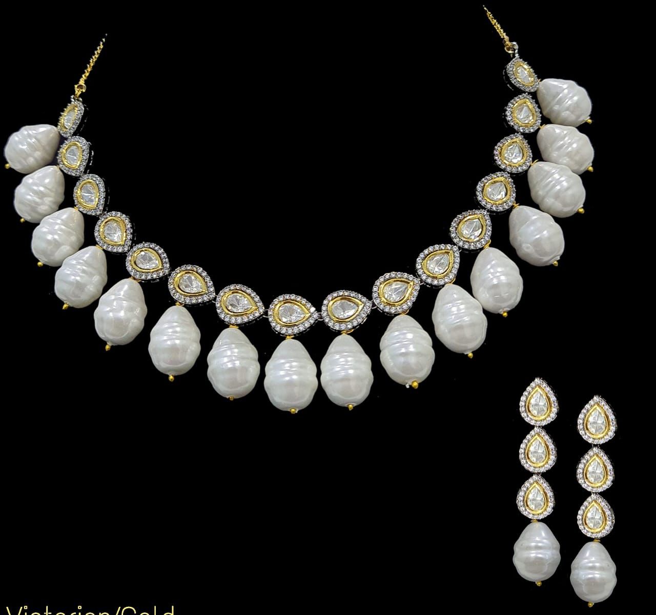 Victorian inspired baroque necklace set - Saffronfashionindia